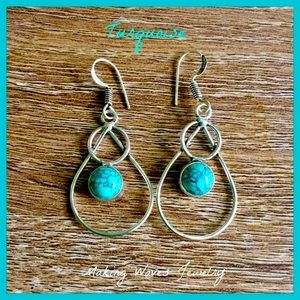 Turquoise & silver drop earrings
